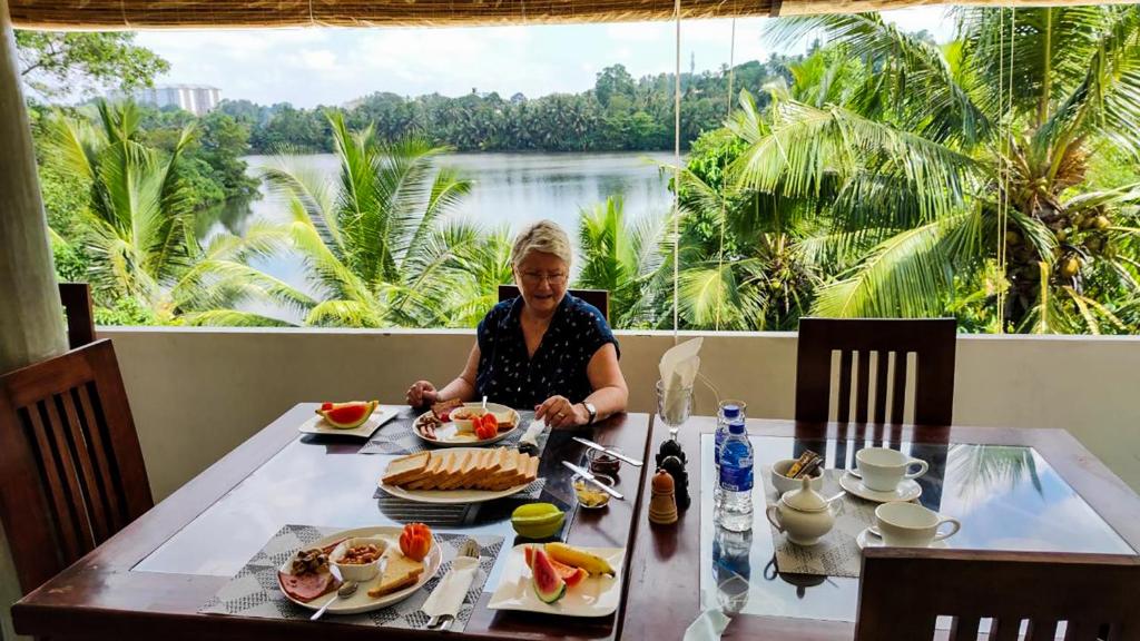 Dining area with water views